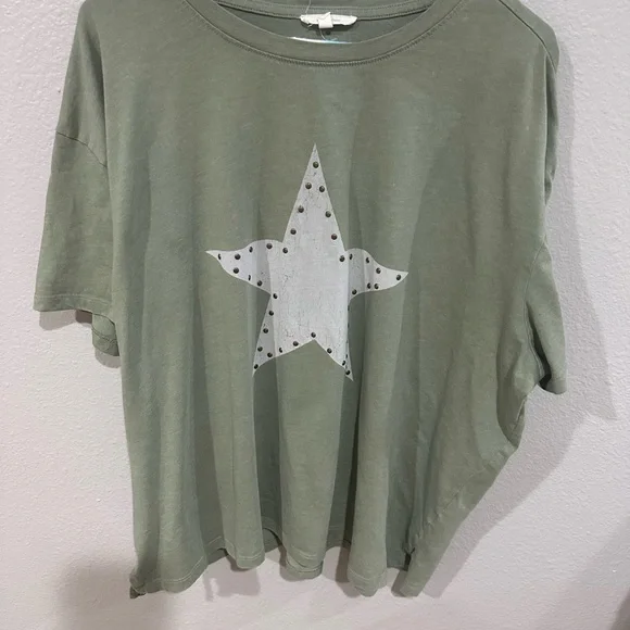 Olive Star Studded Women's Top - Picture 2 of 2